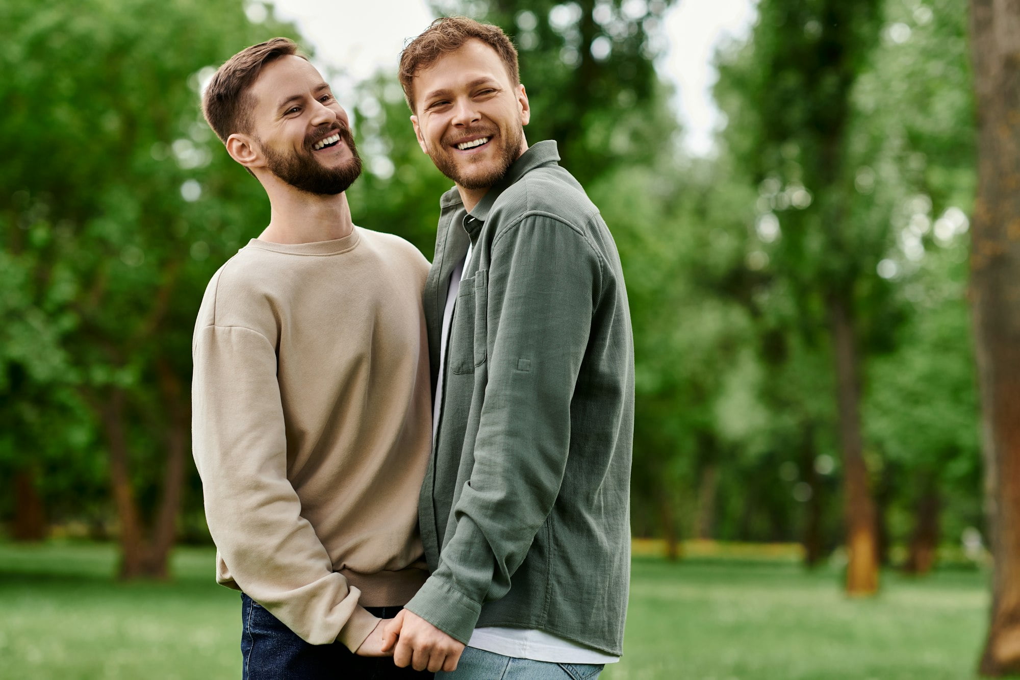 A day in the park for a bearded lgbtq couple